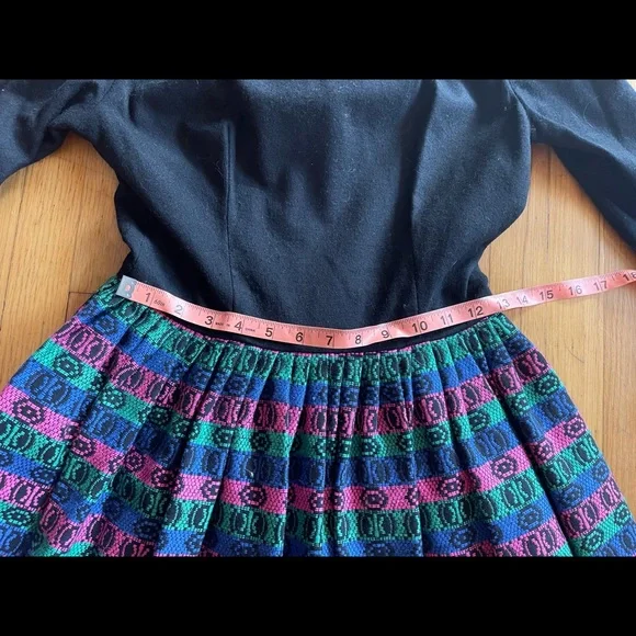 60s Vintage Pixie of California Fit and Flare Midi Dress w Woven Skirt - Picture 9 of 11